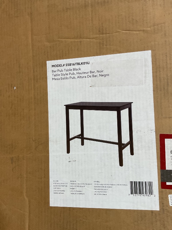 Photo 1 of **MAJOR DAMAGE TO BOTTOM CROSS BEAM. DIRT**Linon 42 inch Bar Height Pub Claridge Table, Black