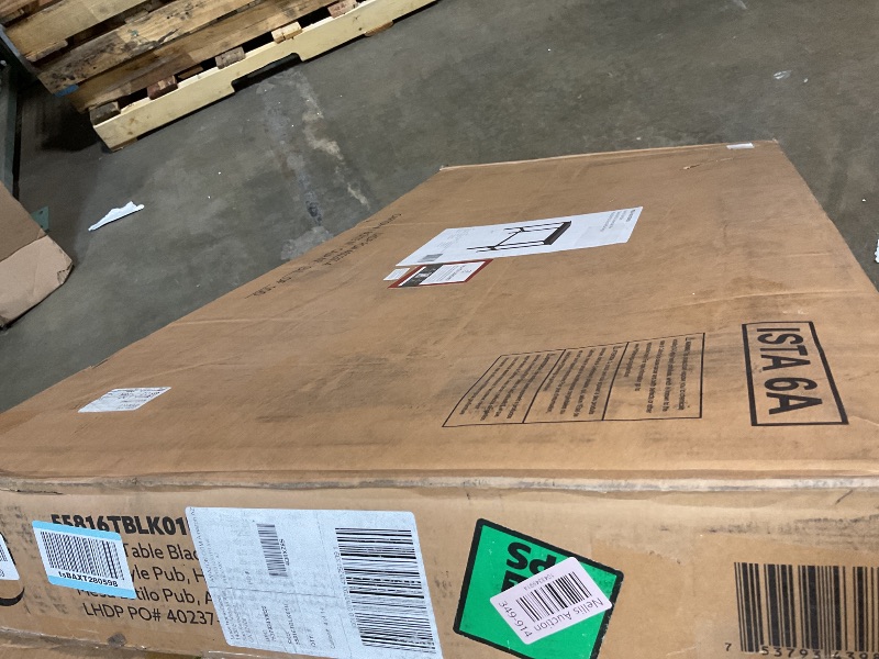 Photo 1 of **MAJOR DAMAGE TO BOTTOM CROSS BEAM. DIRT**Linon 42 inch Bar Height Pub Claridge Table, Black