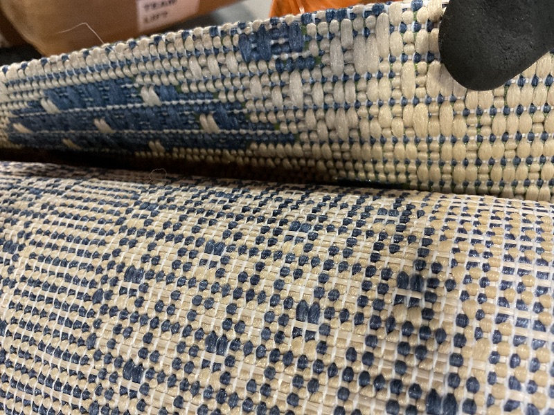 Photo 1 of **DIRTY FROM TRANSPORT **JONATHAN Y Zinnia Modern Floral Textured Weave Indoor/Outdoor Navy/Green 8 ft. x 10 ft. Area Rug