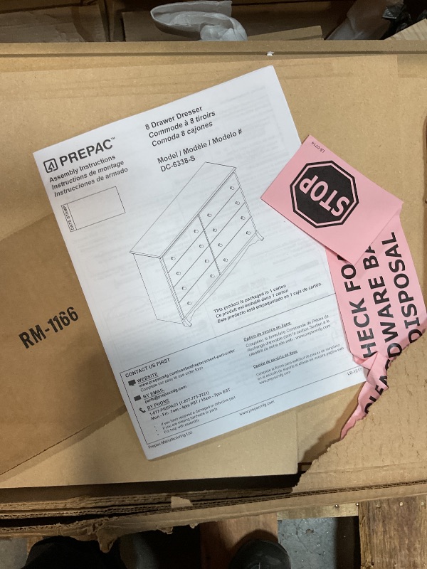 Photo 1 of **SELLING FOR PARTS. CORNERS DAMAGED**Prepac Sonoma 8 Drawer Double Dresser for Bedroom, Wide Chest of Drawers, Bedroom Furniture, Clothes Storage and Organizer, 17.25" D x 59" W x 37" H, Espresso, EDC-6338