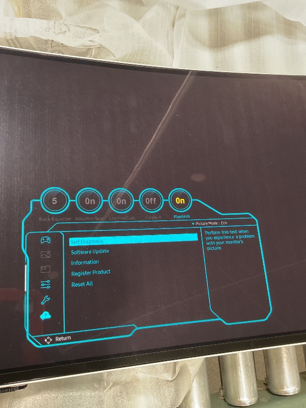 Photo 1 of **DOESN'T POWER ON HAS DAMAGE IN ONE OF THE CORNERS (LOOKS LIKE IT WAS DROPPED** Samsung 49" Odyssey OLED (G93SC) Series Curved Gaming Monitor w QD-OLED