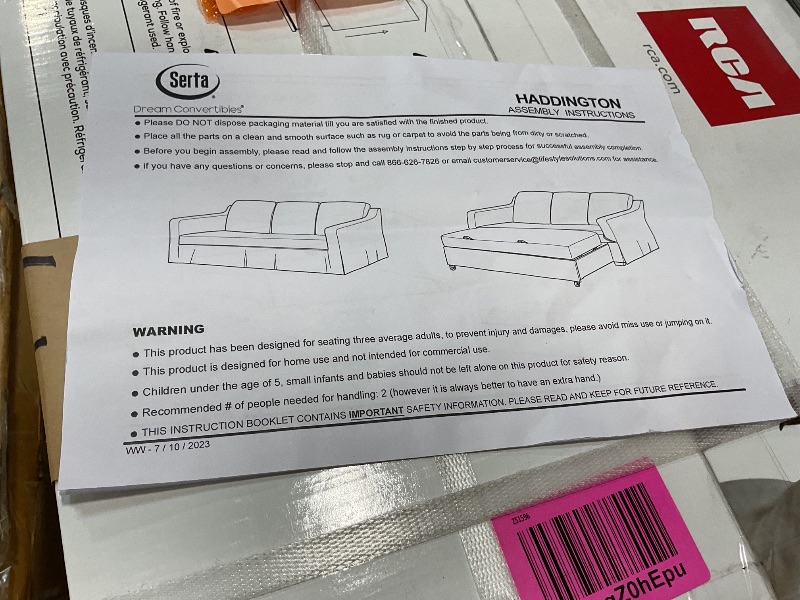 Photo 1 of **WILL NEED TRUCK FOR PICKUP**Serta Hanson Modern Farmhouse Convertible Sofa with Queen Size Sleeper, Linen Fabric