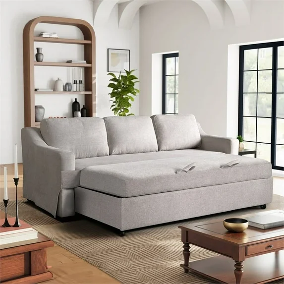 Photo 1 of **WILL NEED TRUCK FOR PICKUP**Serta Hanson Modern Farmhouse Convertible Sofa with Queen Size Sleeper, Linen Fabric