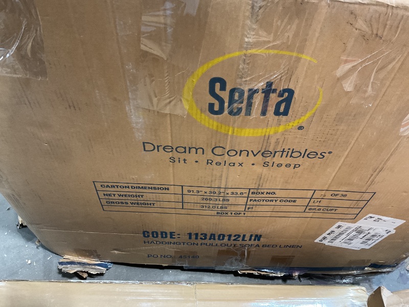 Photo 1 of **WILL NEED TRUCK FOR PICKUP**Serta Hanson Modern Farmhouse Convertible Sofa with Queen Size Sleeper, Linen Fabric