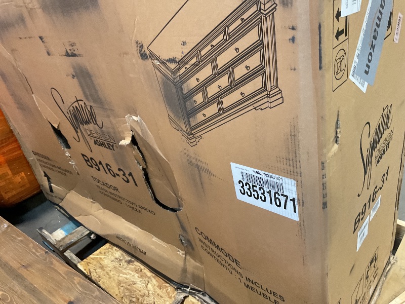 Photo 1 of **MINOR SCRAPE DAMAGE 3 Spots**Signature Design by Ashley Blairhurst Traditional 10-Drawer Dresser with Felt-Lined Top Drawer and Safety Stop, Gray & Light Brown