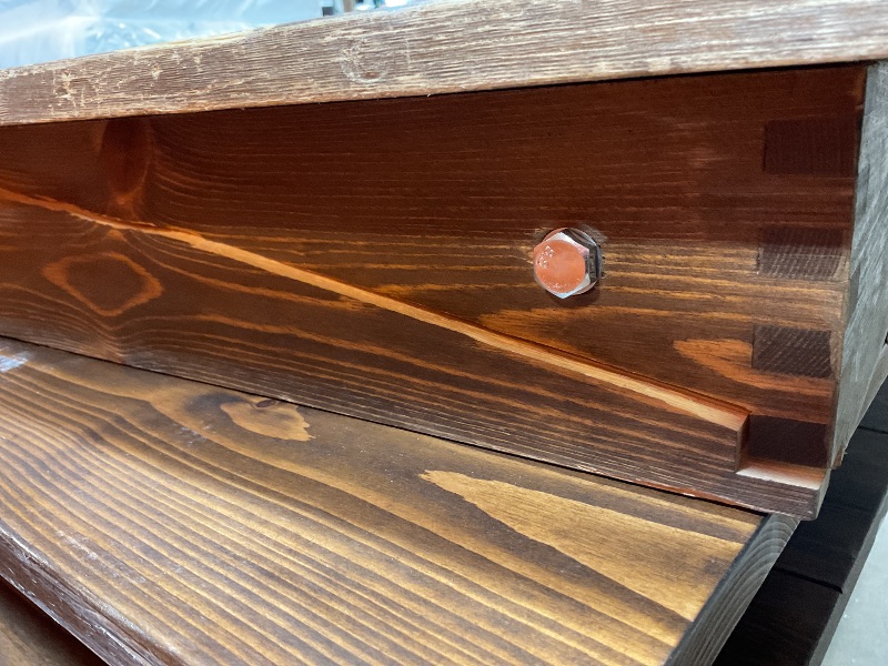 Photo 1 of **SCRAPE DAMAGE TO ONE CORNER ON TOP. COMING LOOSE ONE CORNER ON BOTTOM**40.5 wide
9 ft long 
Wood table