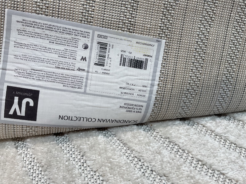 Photo 1 of **DIRTY FROM TRANSPORT **JONATHAN Y Hallie High-Low Curve Ivory/Cream 7' Round Indoor/Outdoor Area Rug, Minimalist, Pet Friendly, Non-Shedding, Stain Resistant, Hose-Washable for Backyard, Patio, Porch (SCN100B-7R)