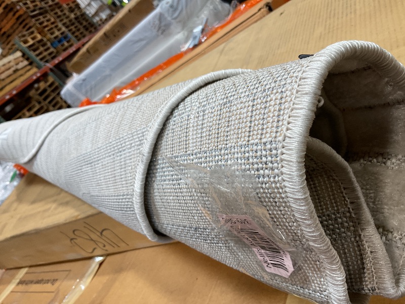 Photo 1 of **DIRTY FROM TRANSPORT **JONATHAN Y Hallie High-Low Curve Ivory/Cream 7' Round Indoor/Outdoor Area Rug, Minimalist, Pet Friendly, Non-Shedding, Stain Resistant, Hose-Washable for Backyard, Patio, Porch (SCN100B-7R)