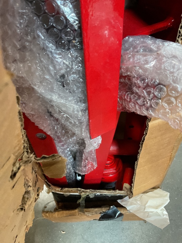 Photo 1 of **MINOR USE WEAR**12 Ton Hydraulic Shop Press, H-Frame, 8-Hold Adjustable Height, with Movable Plates and Dust Cover, for Garage or Professional Users, Red