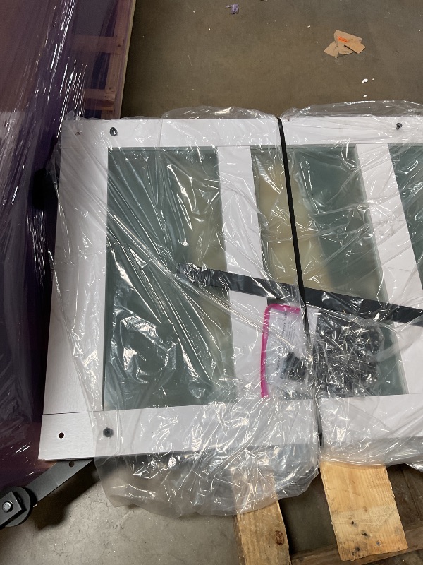 Photo 1 of **SELLING FOR PARTS**Fredbeck 32x80 White Glass Barn Door with 5.5FT 66inch Sliding Door Hardware Kit Included & Handle,PVC Surface,Water-Proof,Easy to Assembly,Fit 29in-31in Opening
