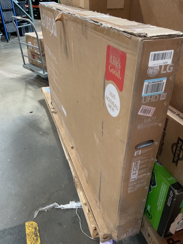 Photo 1 of **SELLING FOR PARTS**LG 65-Inch Class UHD AI 4K UA77 Series Smart TV w/AI Sound Pro, HDR10, 4K Super Upscaling, Filmmaker Mode, Wow Orchestra, Compatible with Alexa (65UA7700PUB, 2025)