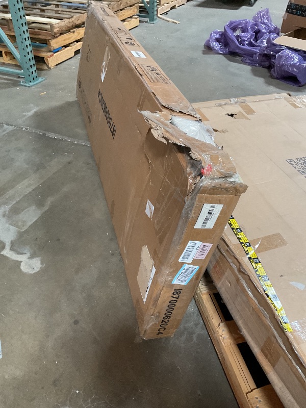 Photo 1 of **DAMAGE TO CORNER**Feonase King Size Bed Frame with Wingback Tufted Headboard, Upholstered Platform Bed Frame with Heavy Duty Wooden Slats Support, Noise-Free, No Box Spring Needed, Easy Assembly, Beige