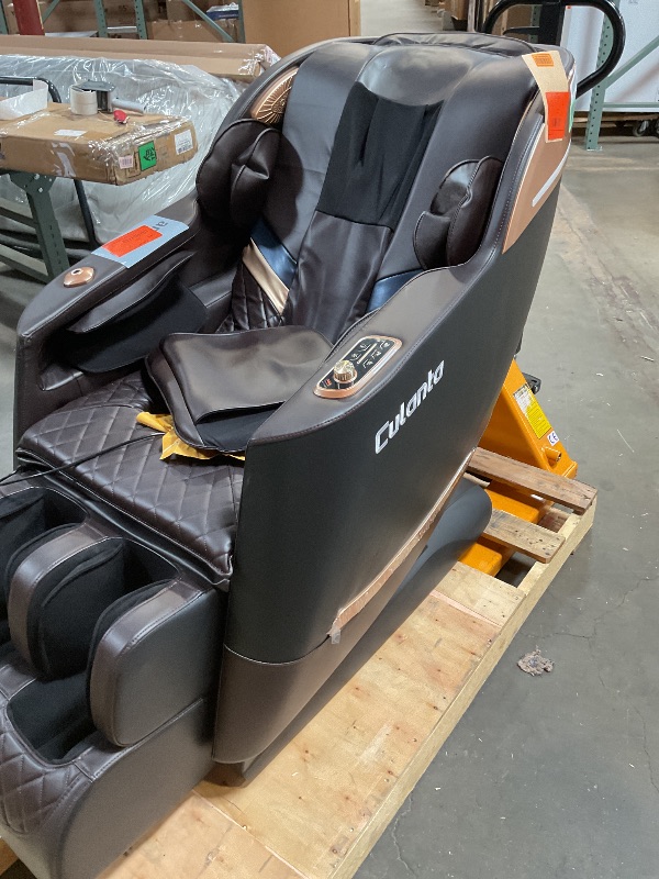 Photo 1 of Culanta Massage Chair Full Body, Zero Gravity SL-Track Shiatsu Massage Recliner Chair with Heat, Body Scan, Airbags, Foot Rollers, Deep Yoga Stretch (Brown)