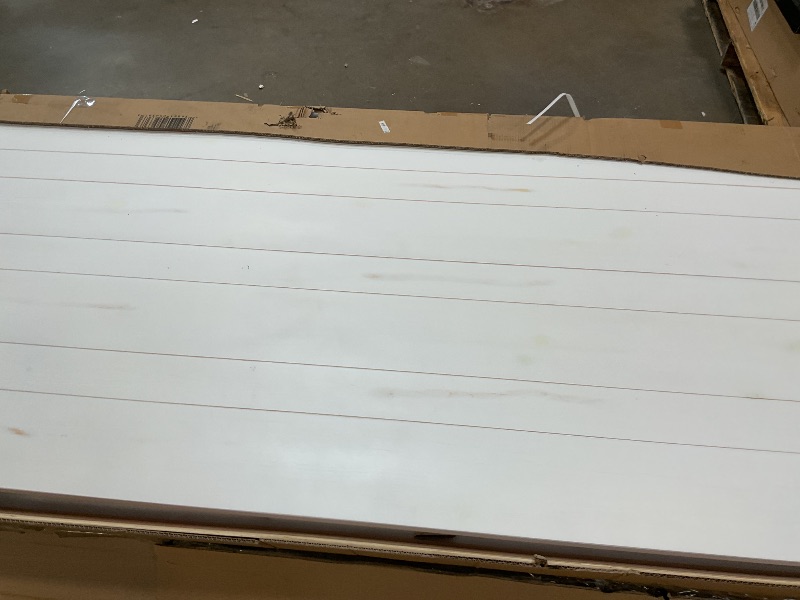 Photo 1 of ** BROKEN LEG. EASY FIX FOR SOMEONE**Flash Furniture Hercules Folding Farmhouse Dining Room Table with X Legs, Commercial Grade Rectangular Solid Pine Farm Table for 10, 9' x 40", Antique Rustic White