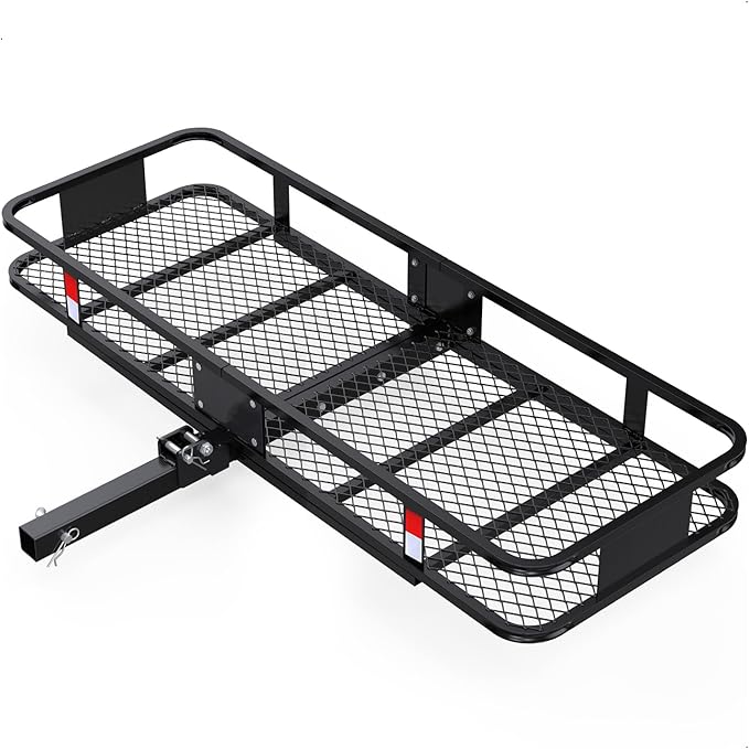 Photo 1 of 60x24x6 Hitch Cargo Carrier for 2 Inch Receiver, 500LB Capacity Hitch Mount Cargo Rack Carrier, Folding Hitch Cargo Basket with Antirust Coat