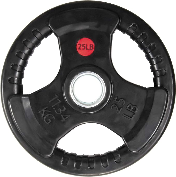 Photo 1 of 25 lbs Olympic Weight Plates Bumper Plates for Strength Training & Weightlifting, Solid Cast Iron Insert, Fits 2 inch Barbells, 25lbs