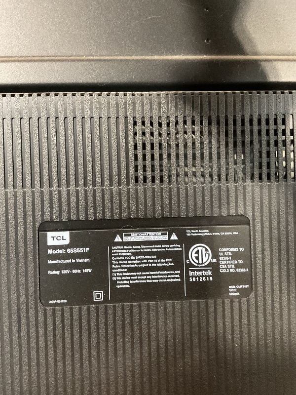 Photo 1 of **** UNTESTED NO CORD REMOTE OR ANY ACCESSORIES**** TCL 65-Inch Class S5 UHD 4K LED Smart TV with Fire TV (65S551F, 2024 Model), Dolby Vision, HDR PRO+, Dolby Atmos, Alexa Built-in with Voice Remote, Apple AirPlay 2 Compatibility, Streaming Television