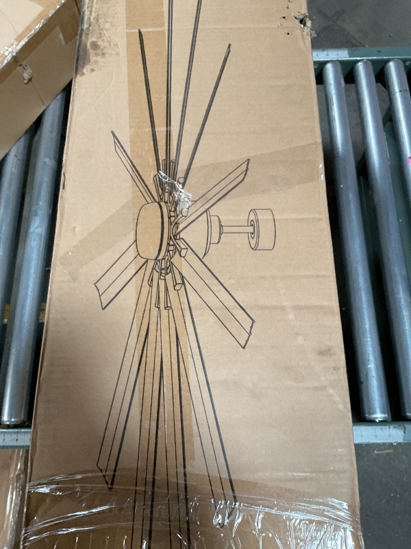 Photo 1 of *MISSING BLADES* Autoday 96 Inch Large Ceiling Fans with Lights and Remote - Indoor/Outdoor Aluminum Ceiling Fan with Light, 3CCT, 12 Blades, Large Air Volume, DC Motor, Black Ceiling Fan for Patio Office Shop