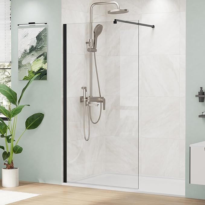 Photo 1 of 34" W x 72" H Fixed Glass Shower Panel, 5/16" SGCC Tempered Glass Shower Door