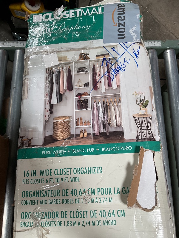 Photo 1 of *FOR PARTS ONLY* ClosetMaid SuiteSymphony Wood Closet Organizer Starter Kit with Tower and 3 Hang Rods, Shelves, Adjustable, Fits Spaces 4 – 9 ft. Wide, Engineered Wood, Pure White, 16"