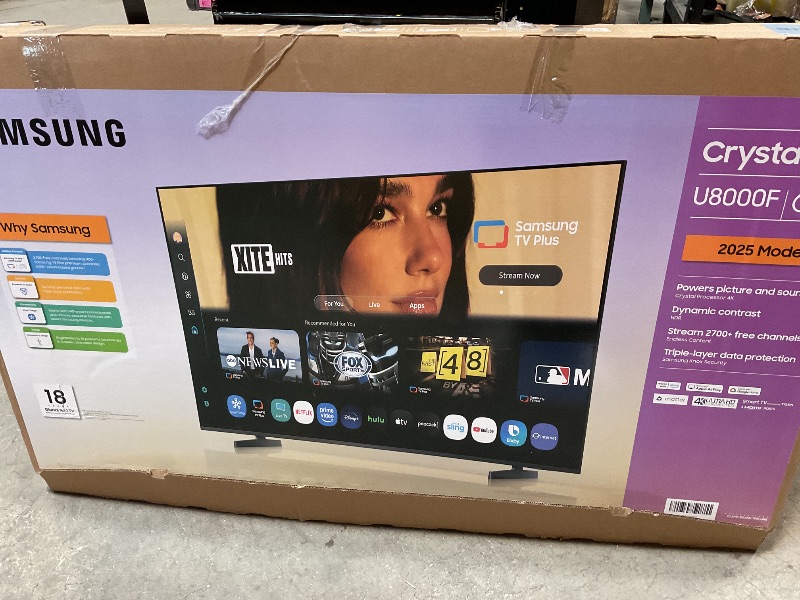 Photo 1 of ****PARTS ONLY CRACKED SCREEN***Samsung 65-Inch Class Crystal UHD U8000F 4K Smart TV (2025 Model) Endless Free Content, Crystal Processor 4K, MetalStream Design, Knox Security, Works with Alexa