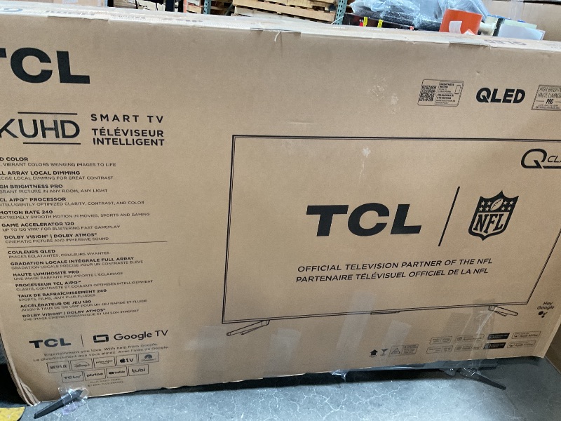 Photo 1 of ****BROKEN TELEVISION PARTS ONLY*****TCL 65-Inch Q68 QLED Pro 4K UHD Smart TV with Google TV (65Q681G, 2024 Model) Dolby Vision, Dolby Atmos, HDR Pro, Game Accelerator up to 120Hz, Voice Remote, Works with Alexa, Streaming Television