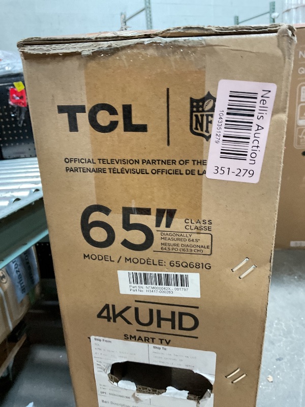 Photo 1 of ****BROKEN TELEVISION PARTS ONLY*****TCL 65-Inch Q68 QLED Pro 4K UHD Smart TV with Google TV (65Q681G, 2024 Model) Dolby Vision, Dolby Atmos, HDR Pro, Game Accelerator up to 120Hz, Voice Remote, Works with Alexa, Streaming Television
