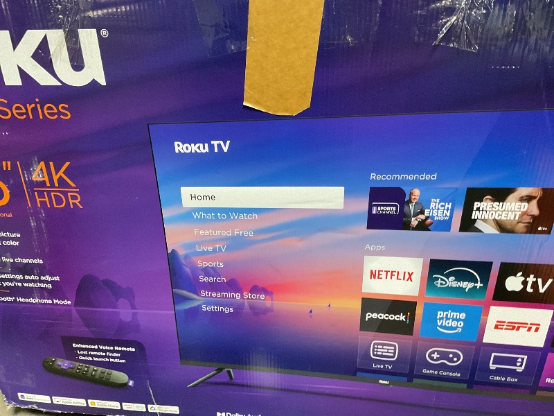 Photo 1 of *****CRACKED SCREEN PARTS ONLY***** Roku Smart TV 2025 – 55-Inch Select Series, 4K HDR TV – Roku TV with Enhanced Voice Remote – Flat Screen LED Television with Wi-Fi for Streaming Live Local News, Sports, Family Entertainment