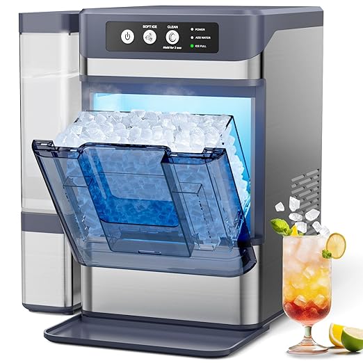 Photo 1 of *FOR PARTS ONLY* Nugget Ice Maker 44Lbs/24H with 0.8 Gallon Tank,Self-Cleaning Portable Countertop Ice Maker,Soft Chewable Pellet Ice Ready in 5-10min,Stainless Steels Nugget Ice Machine for Kitchens/Home/Office/Bar