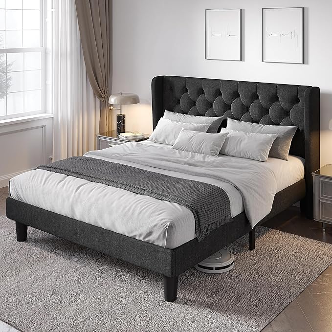 Photo 1 of  Headboard, Modern Upholstered Black Quitled 