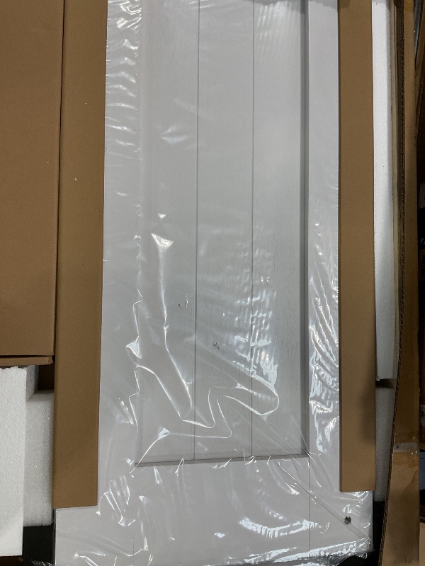 Photo 1 of SmartStandard 40 x 84 inch White Sliding MDF Barn Door with 7FT Black Sliding Door Hardware Kit & Handle, Pre-Drilled Ready to Assemble, Waterproof PVC Coating, H-Frame