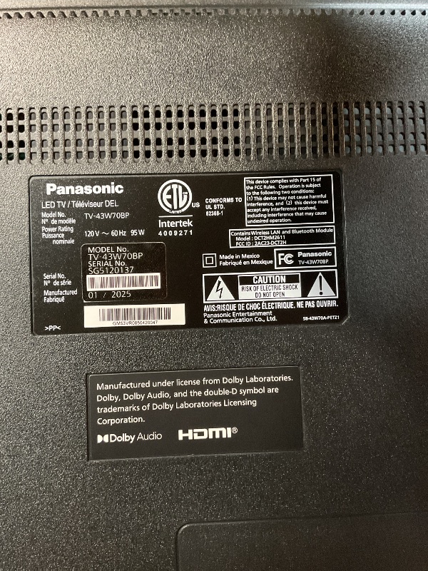 Photo 1 of ****CRACKED SCREEN PARTS ONLY**** Panasonic W70 Series (2025 Model) 43" LED 4K Ultra HD Smart Fire TV, Press & Ask Alexa, Apple AirPlay, HDR10+, HDMI 2.1, and Bluetooth Support - 43W70BP