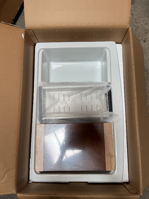Photo 1 of 33 Inch White Farmhouse Sink Workstation-VASOYO 33x21 Fireclay Farmhouse Sink Apron Front Farm Sink White Kitchen Sink Ceramic Porcelain Single Bowl Deep Kitchen Sink Curved Front Farmer Sink