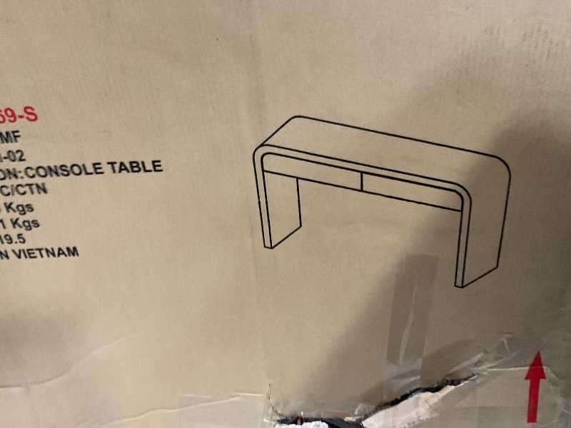 Photo 1 of *DESIGN OF TABLE MAY VARY* Meridian Furniture 269-S Cresthill Collection Mid-Century Modern Console Table with Ash Burl Wood, Natural Ash Finish, Curved Art Deco Design, 54" W x 14" D x 30" H,
