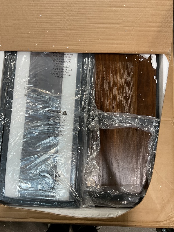 Photo 1 of ** FOR PARTS MISSING PIECES/BROKEN CORNERS** YITAHOME 32 Inch Dog Crate Furniture with Storage Shelves, Wooden Dog Crate for Large Dogs with Power Outlets, Dog Kennel Indoor Farmhouse Decorative Dog Cage with Double-Doors Drawers, Rustic Brown