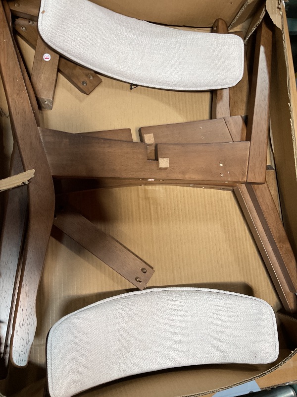 Photo 1 of ****TWO CHAIRS ONLY****Christopher Knight Home Rachel Mid-Century Modern 7 Piece Dining Set with A-Frame Table, Light Beige + Walnut