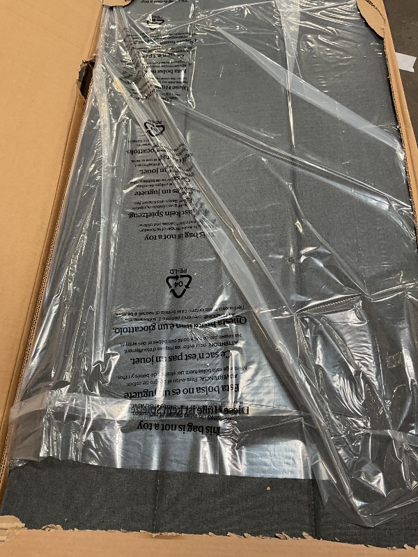 Photo 1 of *UPHOLSTERY HAS CUT ON IT FROM PROCESSING* ZINUS Queen Piper Upholstered Platform Bed with Horizontal Paneled Headboard, Wooden Slat Support, No Box Spring Needed, Easy Assembly, Eco Friendly Packaging, Dark Grey