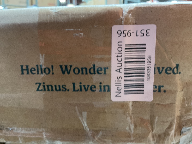 Photo 1 of *UPHOLSTERY HAS CUT ON IT FROM PROCESSING* ZINUS Queen Piper Upholstered Platform Bed with Horizontal Paneled Headboard, Wooden Slat Support, No Box Spring Needed, Easy Assembly, Eco Friendly Packaging, Dark Grey