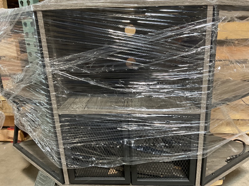 Photo 1 of ****DAMAGED LEG**** YITAHOME Corner TV Stand, Corner Entertainment Center, TV Cabinet with Power Outlet and LED Light Strip, Media Console for Living Room Bedroom, 19.7" D x 47" W x 28" H Grey. ENTERTAINMENT CENTER ONLY 