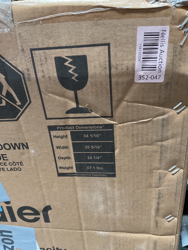 Photo 1 of **FOR PARTS/WIRING IS MESSED UP OR NO GOOD** Haier 150-Can Mini Fridge With Lock & Key, Glass Door, Automatic LED Interior Light, 4 Full-Width Glass Shelves & Adjustable Thermostat, Stainless Steel