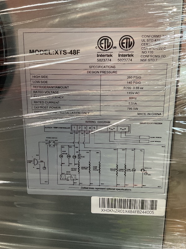 Photo 1 of 48" W 4 Door Commercial Refrigerator Upright 33°F~41°F Stainless Steel Reach-in Fan Cooling 36 Cu.ft Refrigerator for Restaurant, Bar, Shop