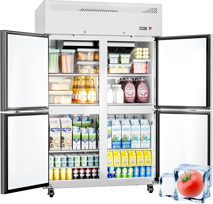 Photo 1 of 48" W 4 Door Commercial Refrigerator Upright 33°F~41°F Stainless Steel Reach-in Fan Cooling 36 Cu.ft Refrigerator for Restaurant, Bar, Shop