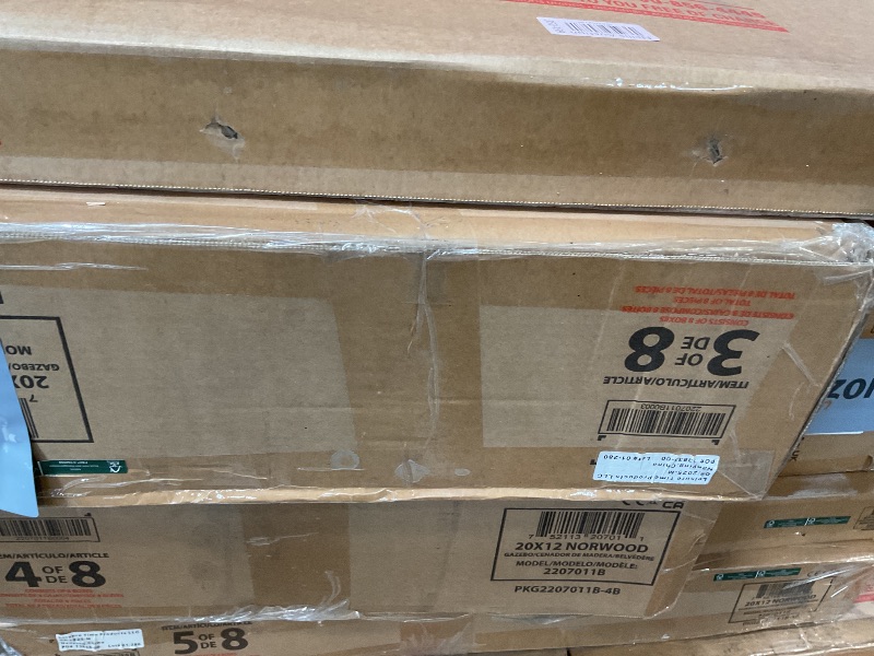 Photo 1 of **WILL NEED A TRUCK FOR PICKUP**Backyard Discovery Norwood 20 ft. x 12 ft. All Cedar Wooden Carport Pavilion Gazebo with Hard Top Steel Roof Light Brown