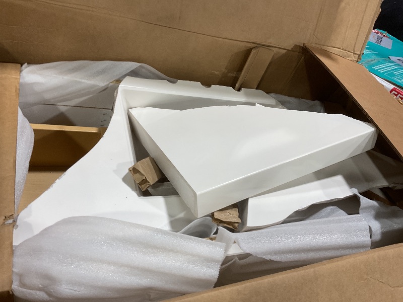 Photo 1 of **SELLING FOR PARTS. MAJOR DAMAGE TO SINK** Mill Cabinets Emlyn 48 Inch Bathroom Vanity with White Single Sink Top, 3 Cabinets, 2 Shelves, 2 Drawers, 48.5" W x 18.75" D x 32.89" H, Deep Blue