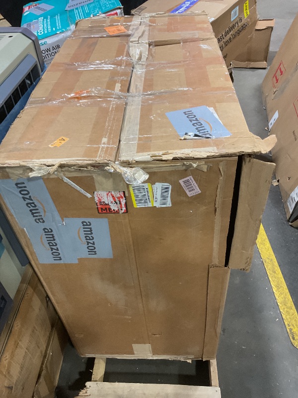 Photo 1 of **SELLING FOR PARTS. MAJOR DAMAGE TO SINK** Mill Cabinets Emlyn 48 Inch Bathroom Vanity with White Single Sink Top, 3 Cabinets, 2 Shelves, 2 Drawers, 48.5" W x 18.75" D x 32.89" H, Deep Blue
