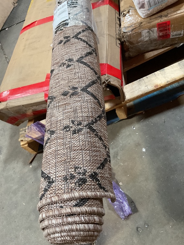 Photo 1 of **DIRTY FROM TRANSPORT **JONATHAN Y SMB108D-8 Ourika Moroccan Geometric Textured Weave Indoor Outdoor Area Rug, Bohemian, Rustic, Scandinavian Easy, Bedroom,Kitchen,Backyard,Patio,Non Shedding, Natural/Black, 8 X 10