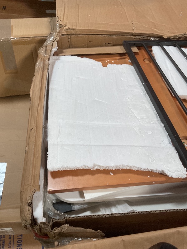Photo 1 of **SELLING FOR PARTS**Real Relax Large Dog Crate Furniture, 61” Multi-Purpose Dog House w/Double Rooms, Divider and Sliding Barn Door, Steel Frame Indoor Double Dog Crate for Medium Small Dogs, White