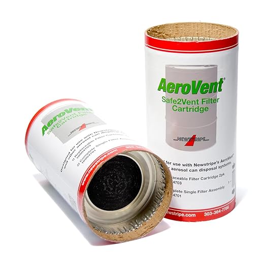 Photo 1 of AeroVent Safe2Vent Replacement Filter Cartridge (Part #10004703) | (2 Filter Pack) | Easy-to-Install Carbon Filter for Aerosol Disposal Systems | Compliant in All 50 States | Made in USA