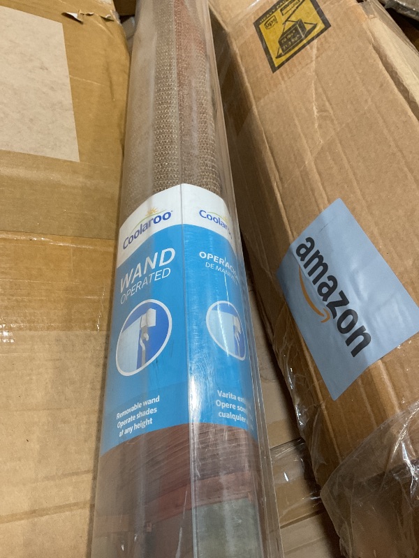 Photo 1 of **SCUFFED ON END**Coolaroo Outdoor Roller Shade with Wand - 95% UV Block Breathable Light Filtering Shade for Patio or Porch, Fade-Resistant, Easy-Clean Fabric, 10ft x 8ft, Walnut
