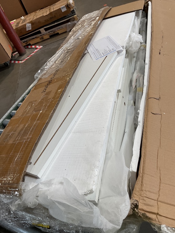 Photo 1 of 1 box out of two. Looks like the drawers in this box.YITAHOME 54" Farmhouse Dresser for Bedroom, Large Modern Chest of Drawers, Wood Rustic Dresser TV Stand with 5 Drawers & 2 Sliding Barn Doors for Living Dining Room, Entryway, Hallway, White